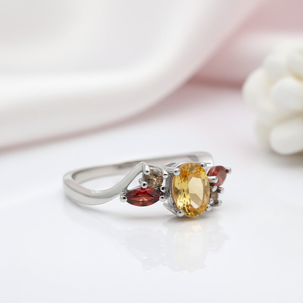 Citrine, Smoky Quartz & Garnet Jewelry Set-Black Diamonds New York