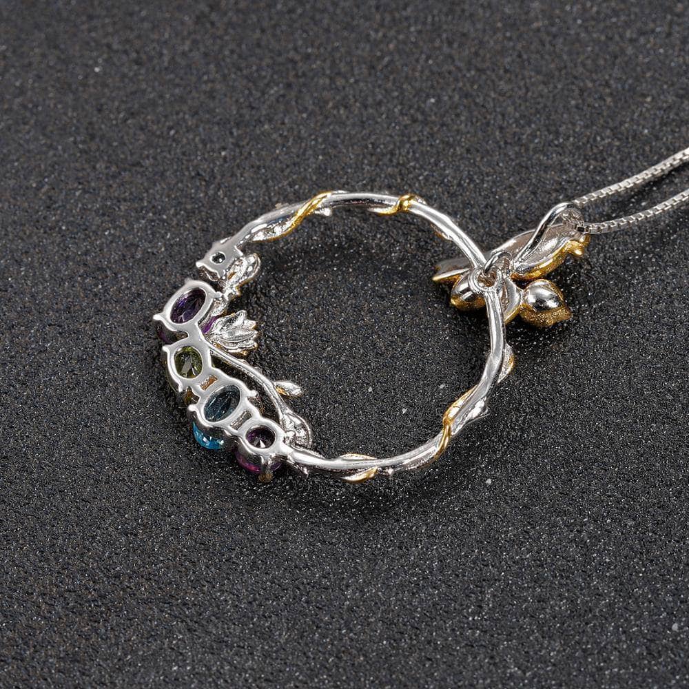 Natural Colorful Gemstones Handmade Pendant Necklace-Black Diamonds New York