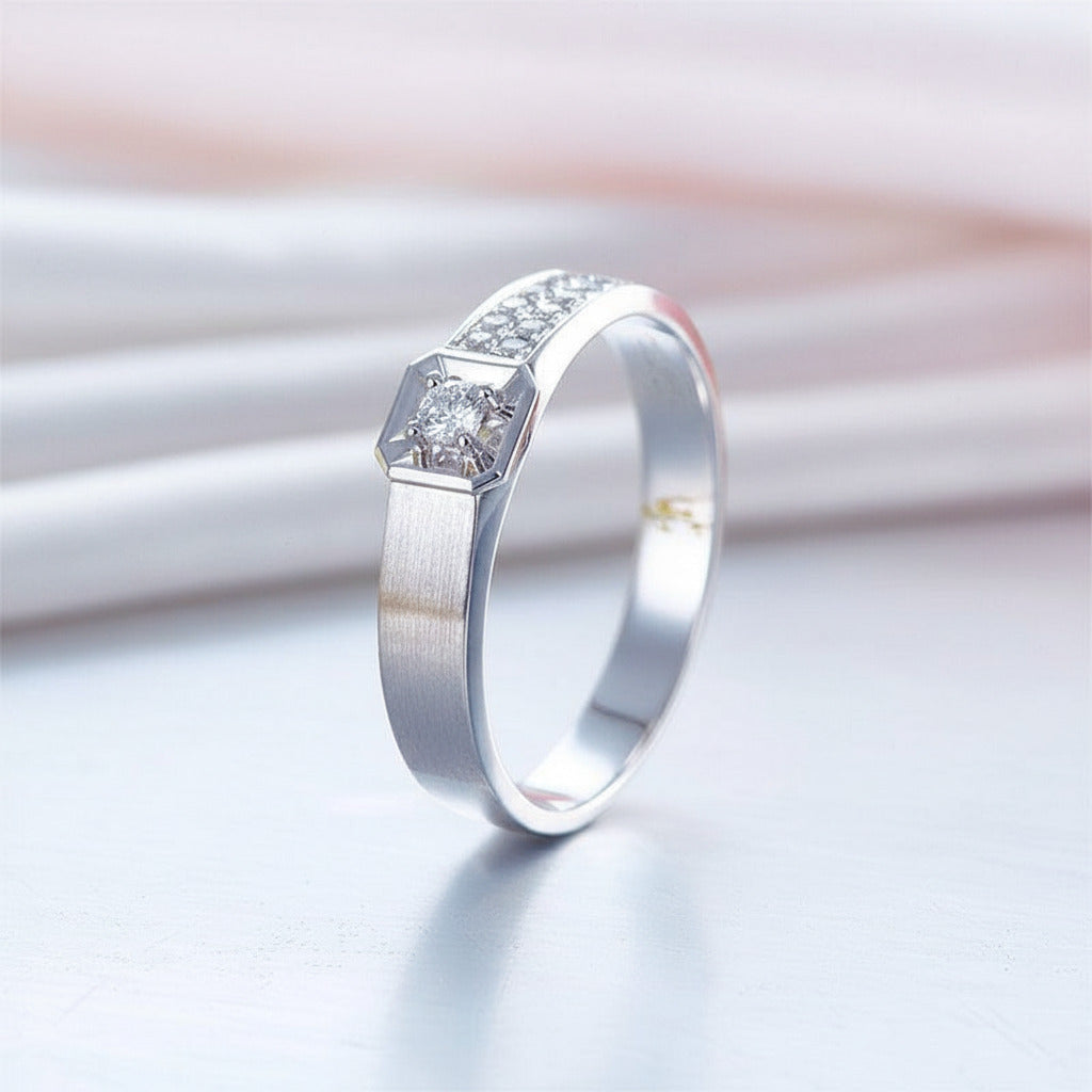 Diamond Option 14k White Gold Wedding Band-Black Diamonds New York