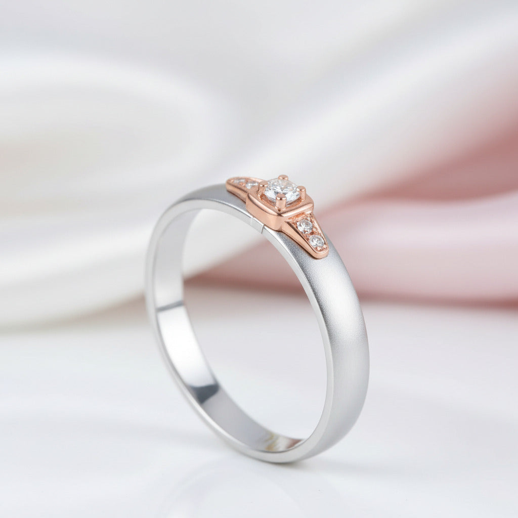 Diamond Option 14k White & Rose Gold 2 Tone Ring-Black Diamonds New York