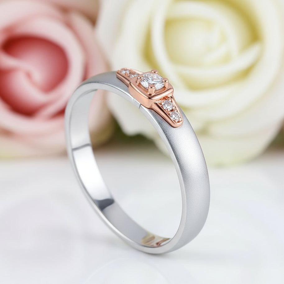 Natural Diamond 14k White & Rose Gold 2 Tone Ring-Black Diamonds New York