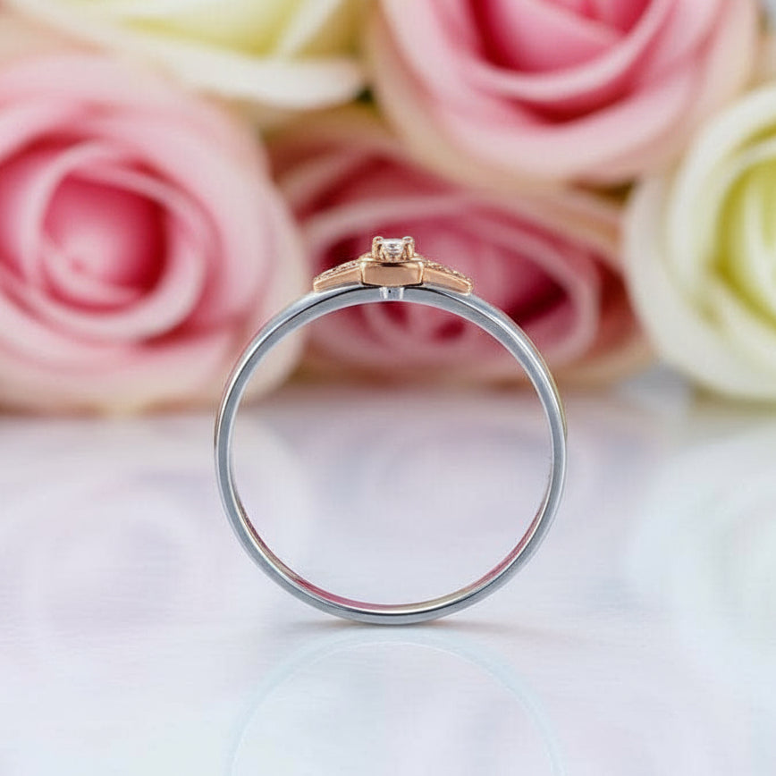 Natural Diamond 14k White & Rose Gold 2 Tone Ring-Black Diamonds New York