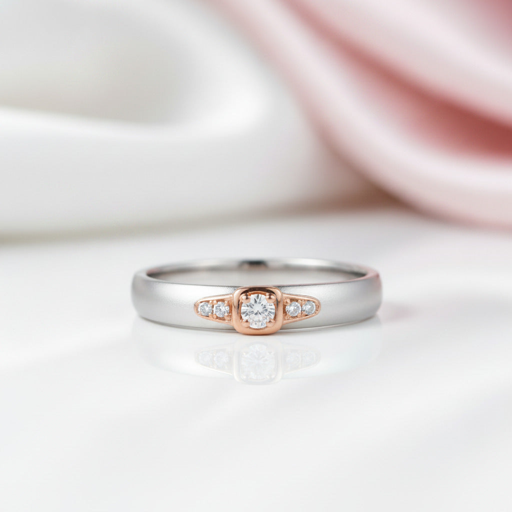 Diamond Option 14k White & Rose Gold 2 Tone Ring-Black Diamonds New York