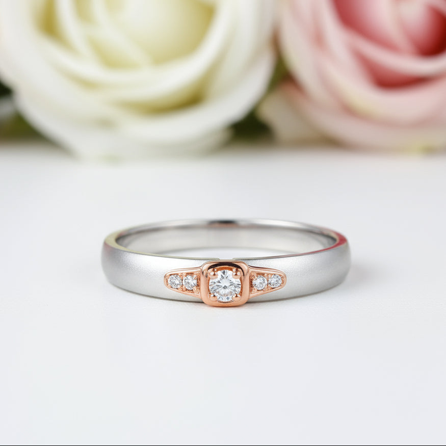 Natural Diamond 14k White & Rose Gold 2 Tone Ring-Black Diamonds New York