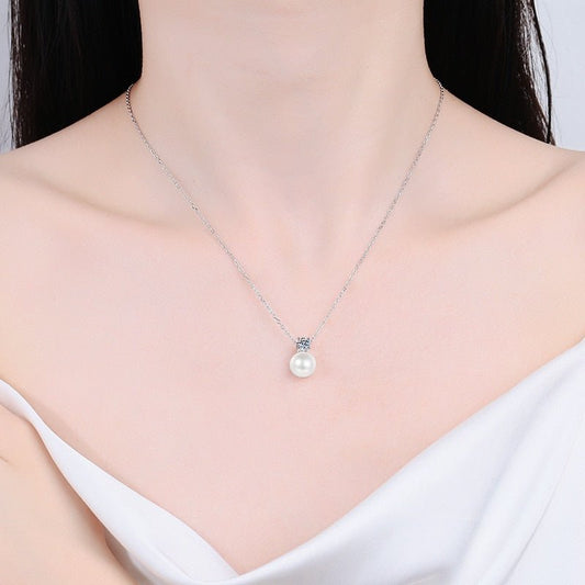 Natural Freshwater Pearl 0.3ct Diamond Necklace-Black Diamonds New York