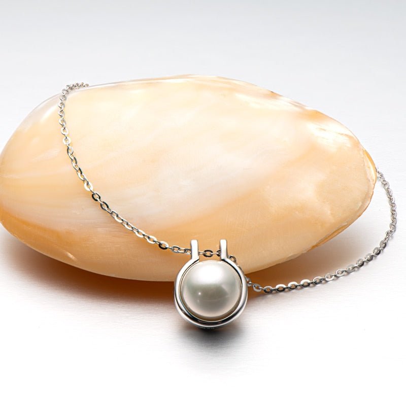Natural Freshwater Pearl Pendant Necklace-Black Diamonds New York