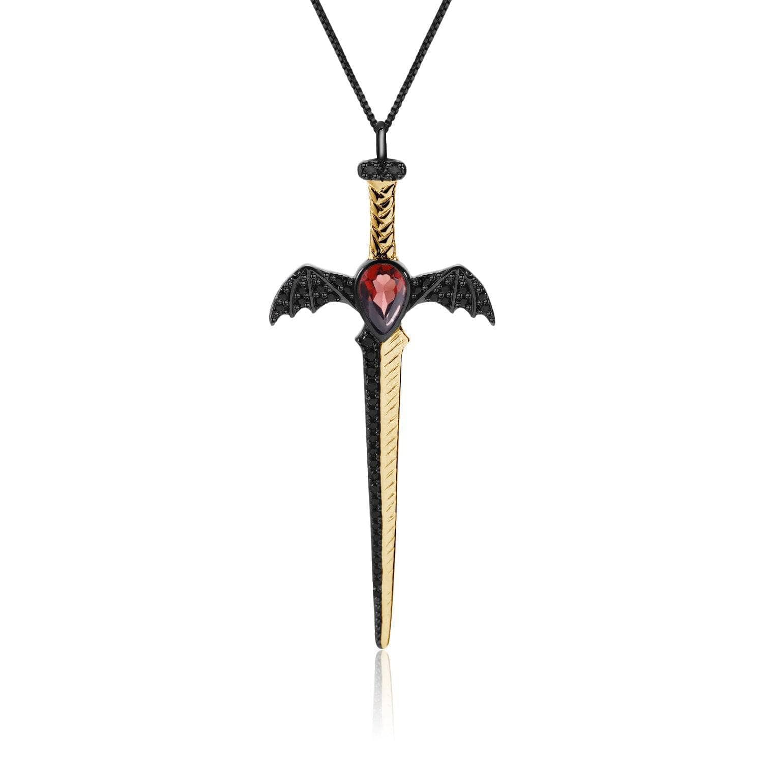 Natural Garnet Bat's Wings Sword Vintage Necklace CAN NOT BE FOUND-Black Diamonds New York
