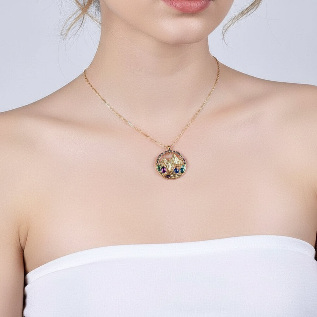 Natural Gemstone Mountain Necklace-Black Diamonds New York