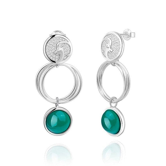 Natural Green Agate Aries Zodiac Earrings-Black Diamonds New York