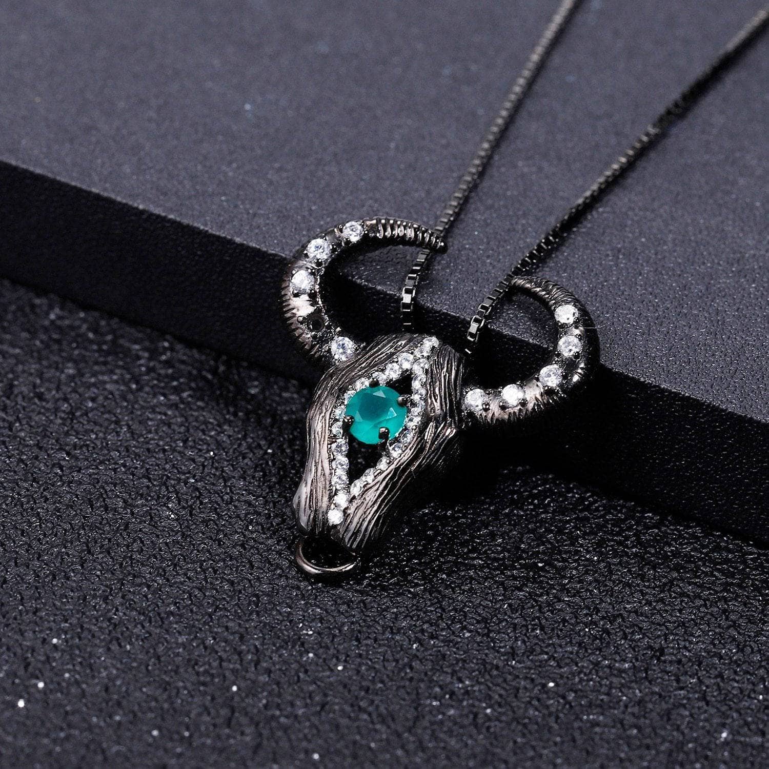 Natural Green Agate Bull Head Necklace CAN NOT BE FOUND-Black Diamonds New York