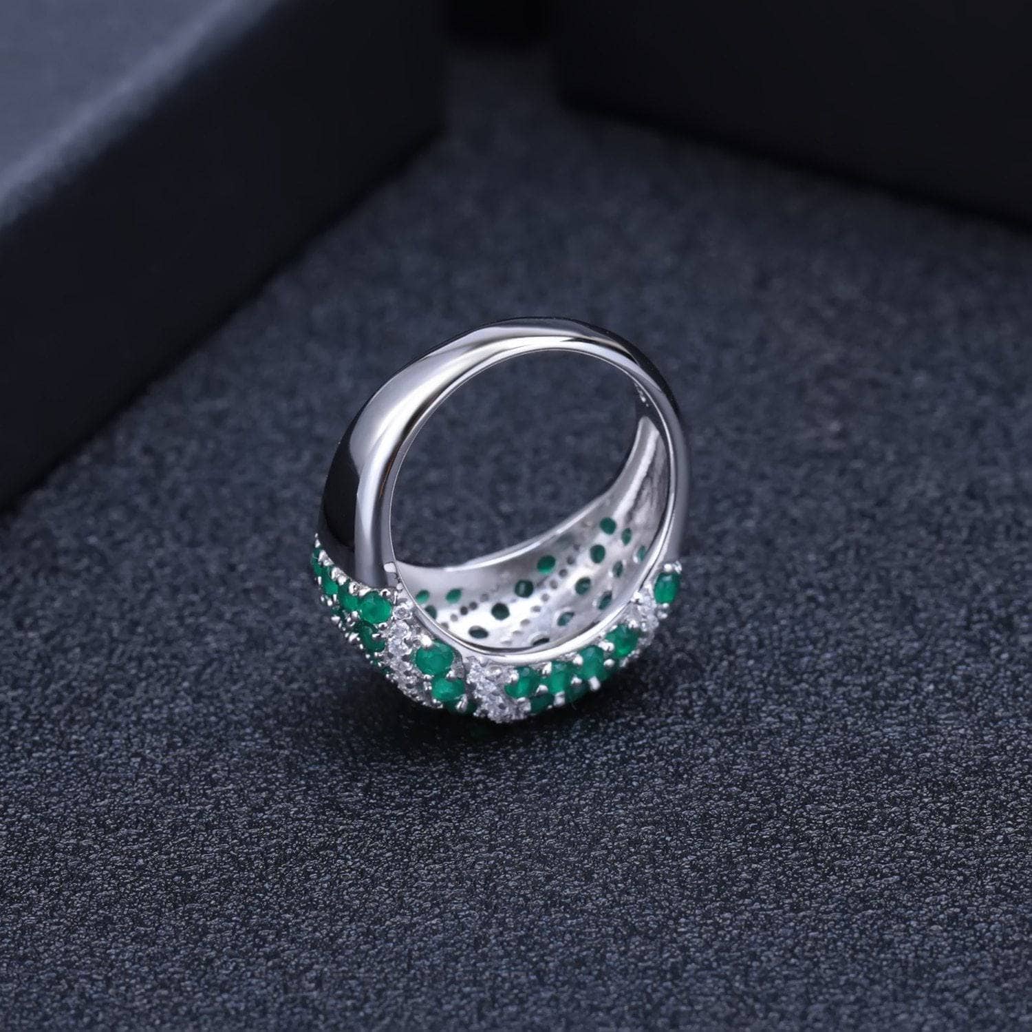 Natural Green Agate Ring & Earrings Set-Black Diamonds New York