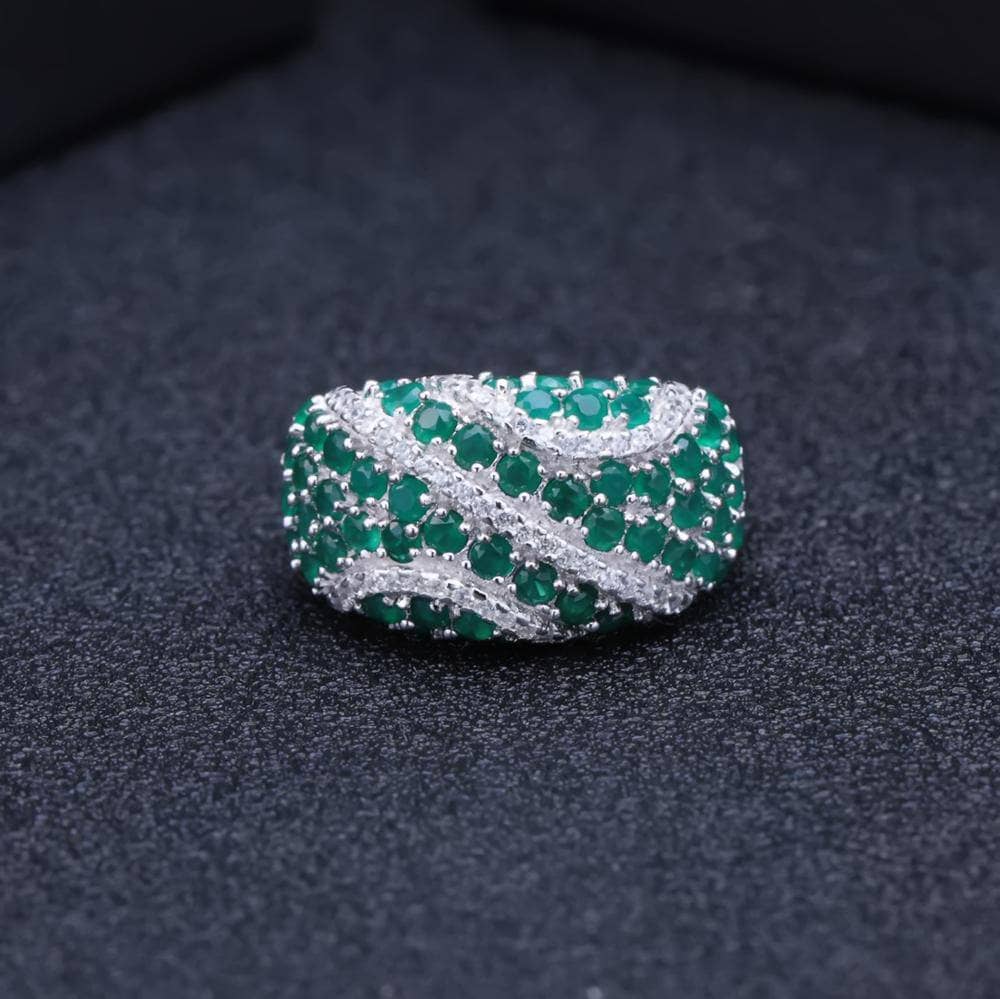 Natural Green Agate Ring & Earrings Set