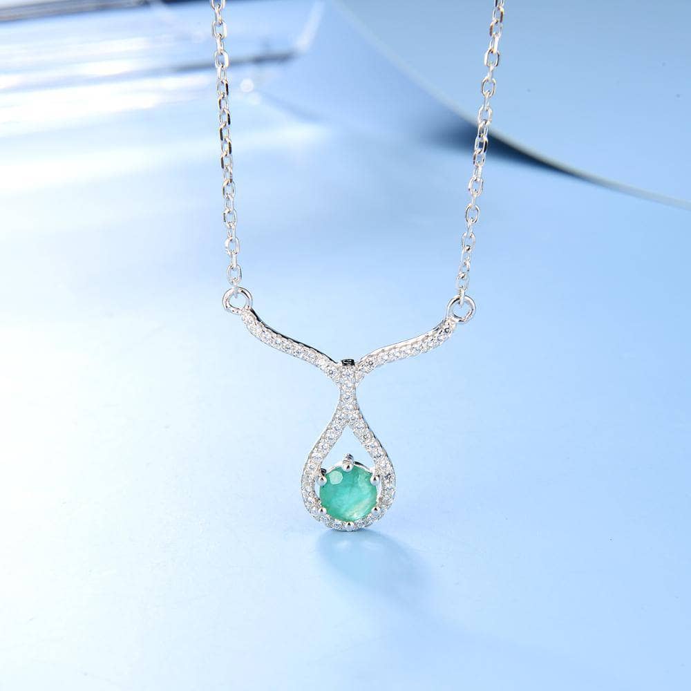 Natural Green Emerald Classic Pendant Necklace