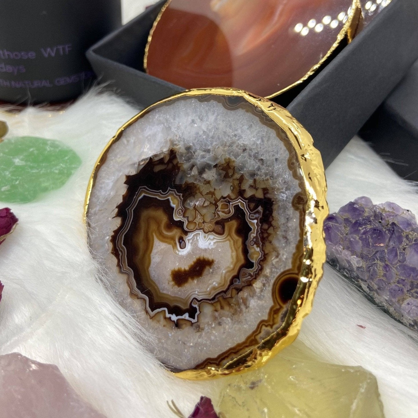 Natural Jasper Luxury Agate Round Coasters - Black Diamond Options New York-Black Diamonds New York