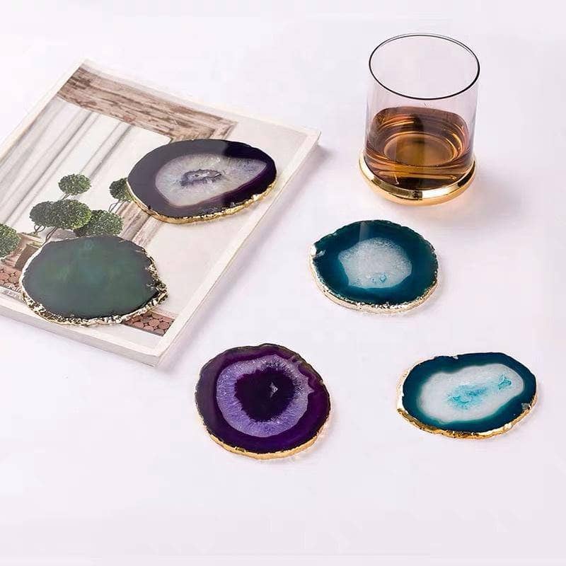 Natural Jasper Luxury Agate Round Coasters - Black Diamond Options New York-Black Diamonds New York