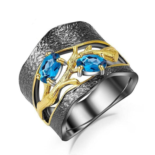 Natural London Blue Topaz Gemstones Ring