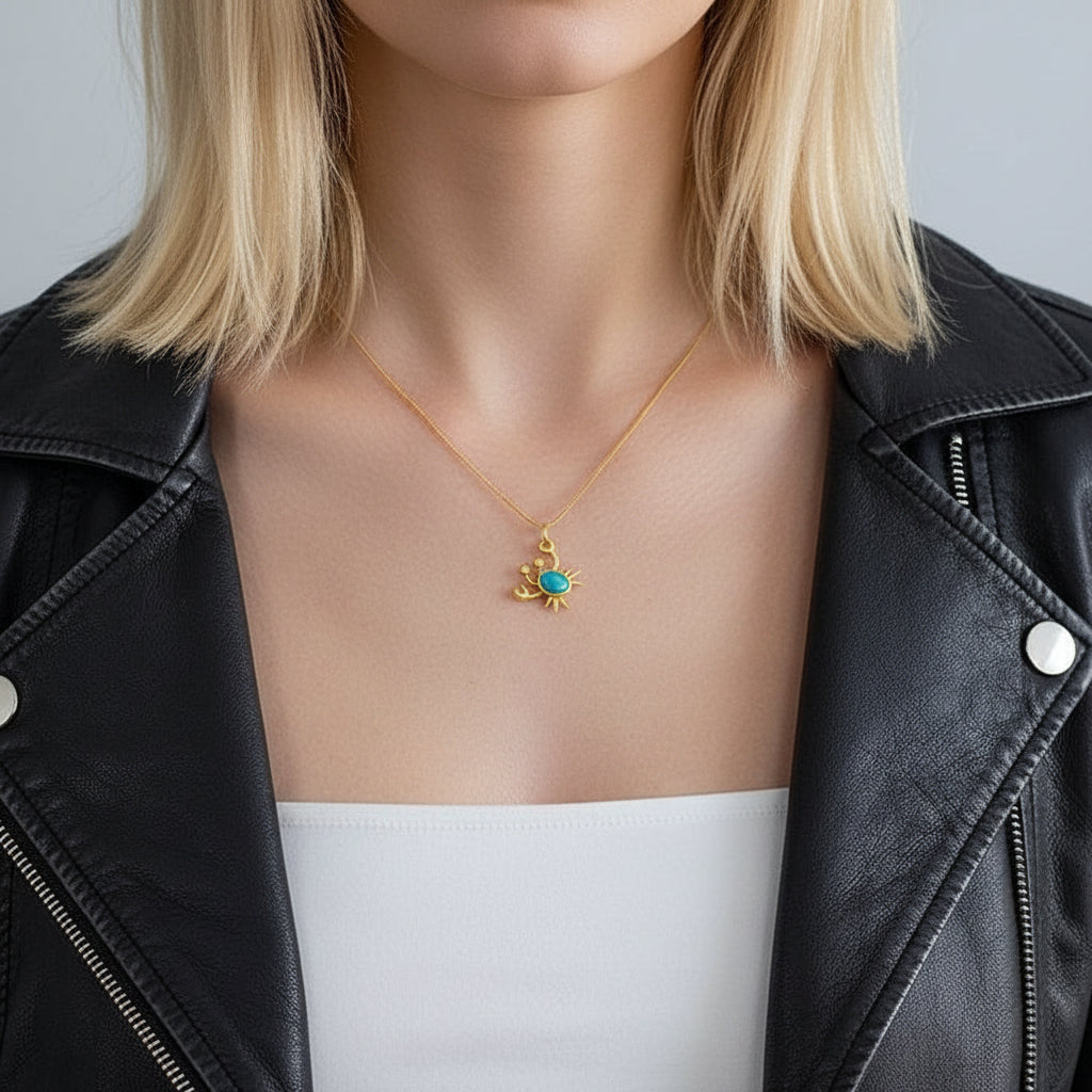 Moonstone Mr. Crab Necklace-Black Diamonds New York