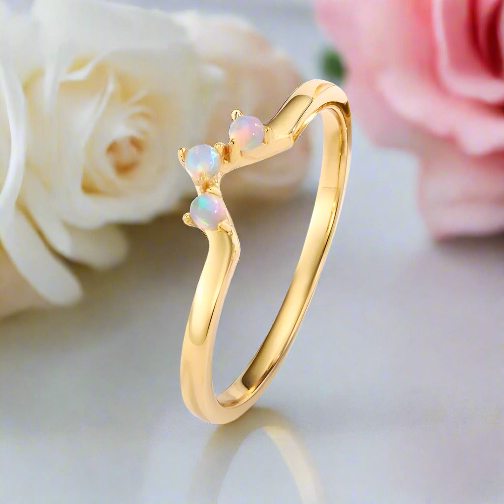 Natural Moss Agate Irregular Kit-cut Yellow Gold Wedding Ring-Black Diamonds New York