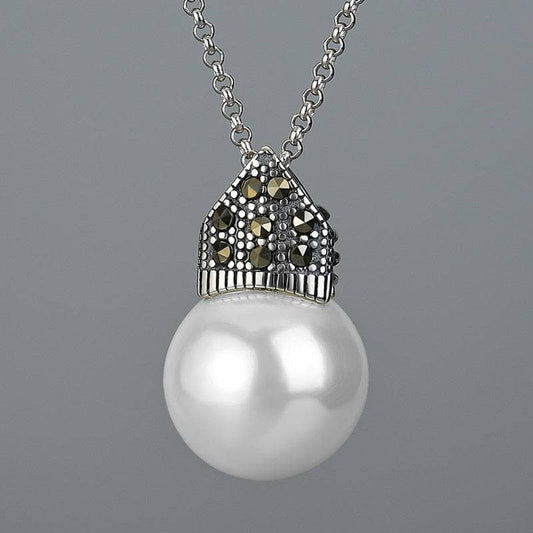 Natural Mother of Pearl Necklace-Black Diamonds New York