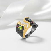 Multicolor Gemstones Ring-Black Diamonds New York