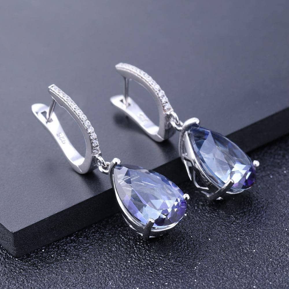 Natural Mystic Quartz Pendant Ring Earrings Set-Black Diamonds New York