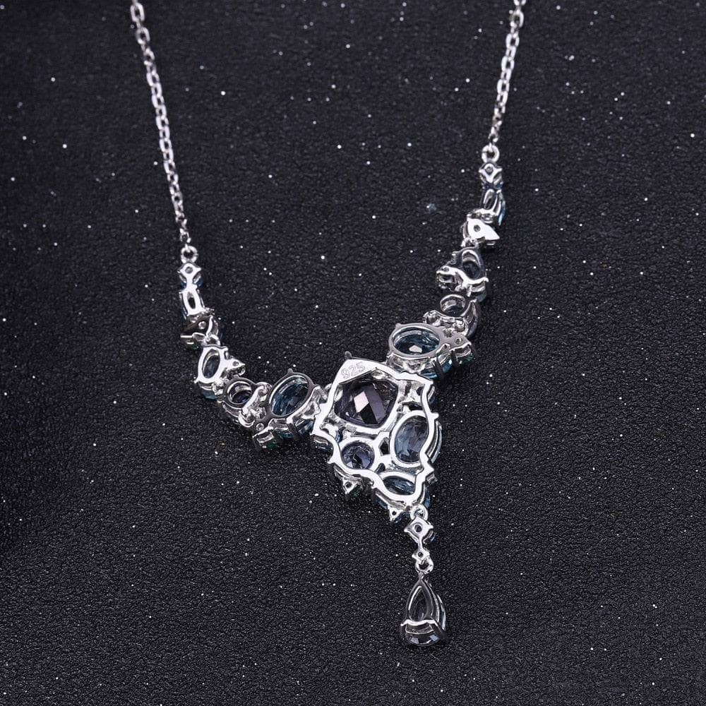 Natural Mystic Quartz Topaz Handmade Modern Irregular Necklace-Black Diamonds New York