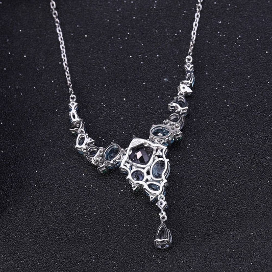 Natural Mystic Quartz Topaz Handmade Modern Irregular Necklace - Black Diamonds New York