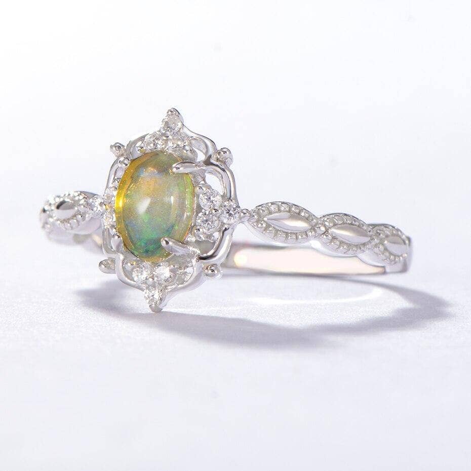 Natural Opal Gemstone Ring-Black Diamonds New York