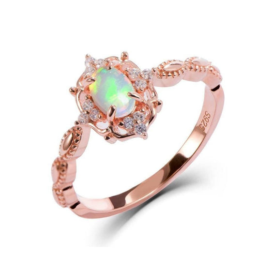 Natural Opal Gemstone Ring-Black Diamonds New York