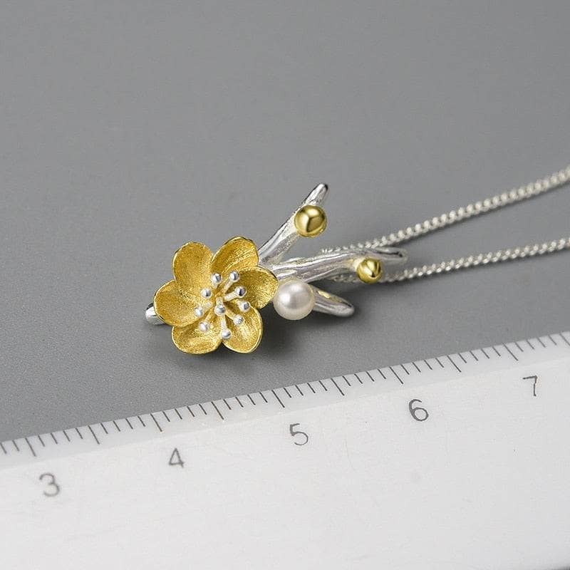 Natural Pearl Winter Blossom & Snow Flower Necklace-Black Diamonds New York