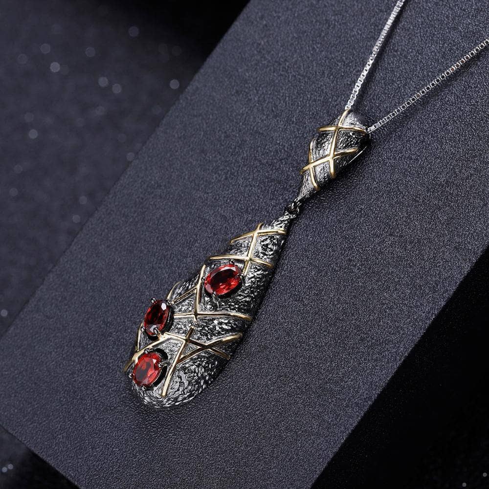 Natural Red Garnet Gemstones Jewelry Set