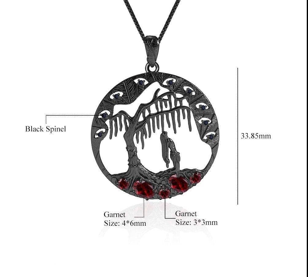 Natural Red Garnet Handmade Pendant Necklace-Black Diamonds New York