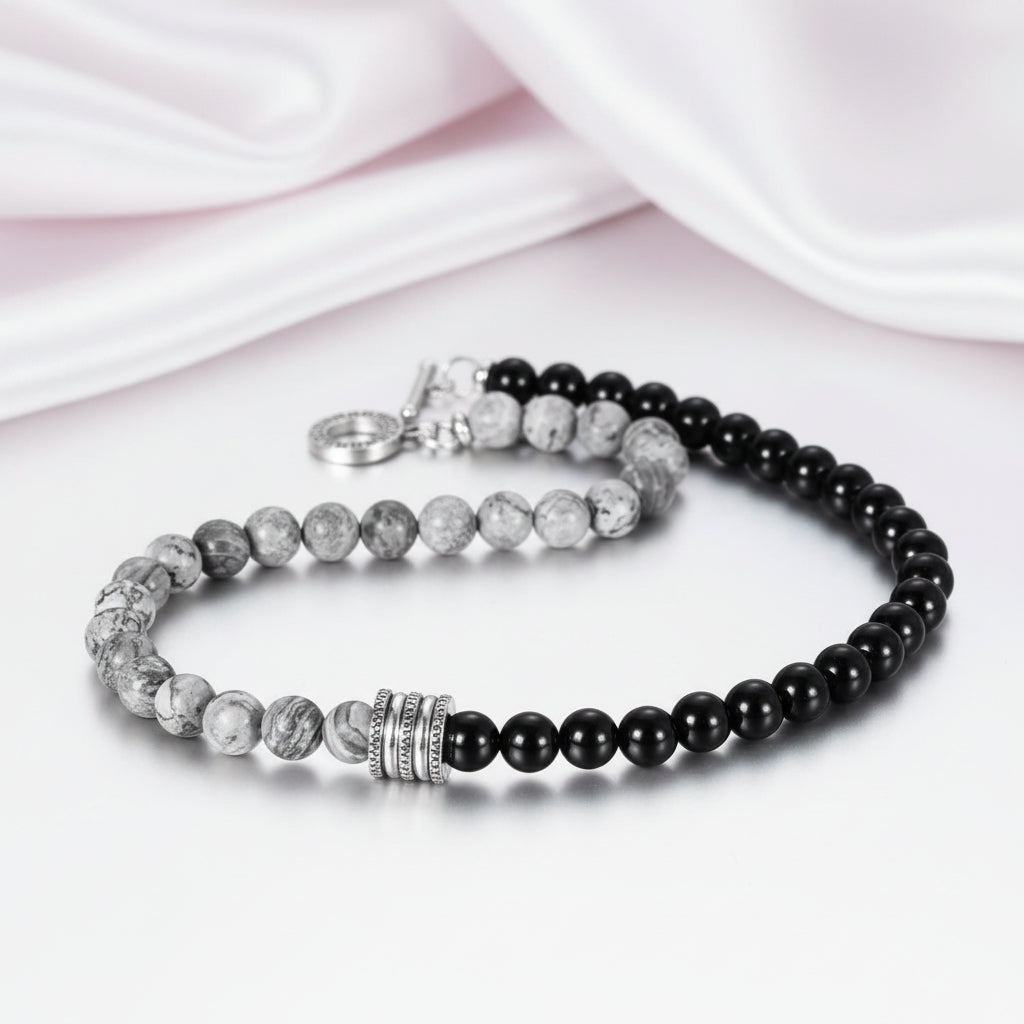Red Tiger Eyes Bead Men's Necklace-Black Diamonds New York