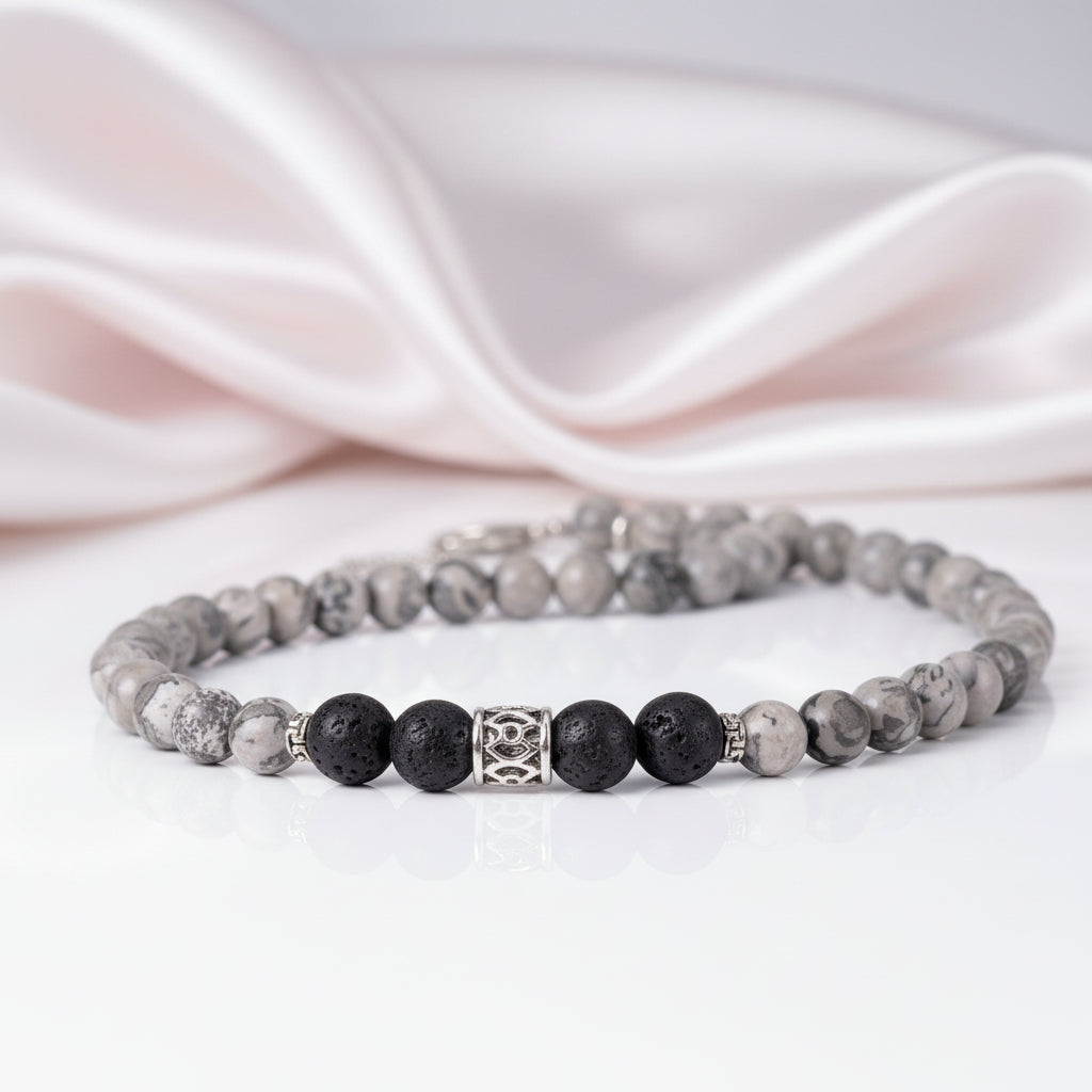 Red Tiger Eyes Bead Men's Necklace-Black Diamonds New York