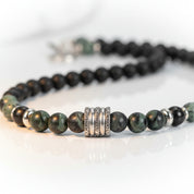 Red Tiger Eyes Bead Men's Necklace-Black Diamonds New York