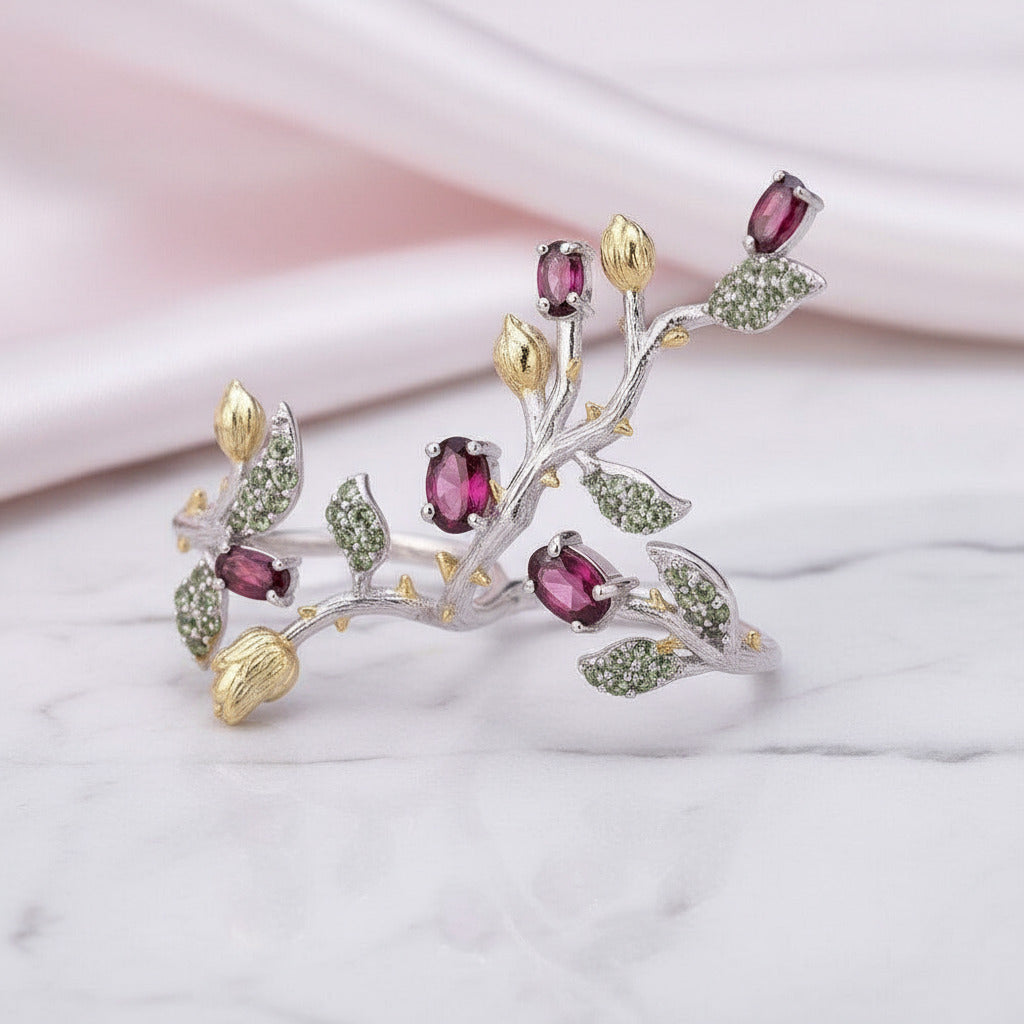 Rhodolite Garnet Jewelry Set-Black Diamonds New York