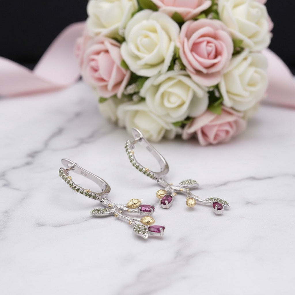 Rhodolite Garnet Jewelry Set-Black Diamonds New York