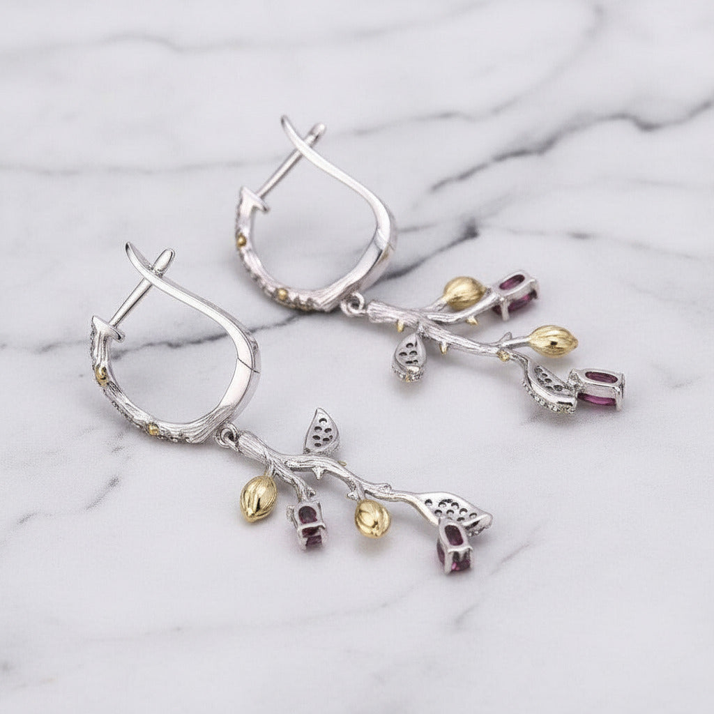 Rhodolite Garnet Jewelry Set-Black Diamonds New York