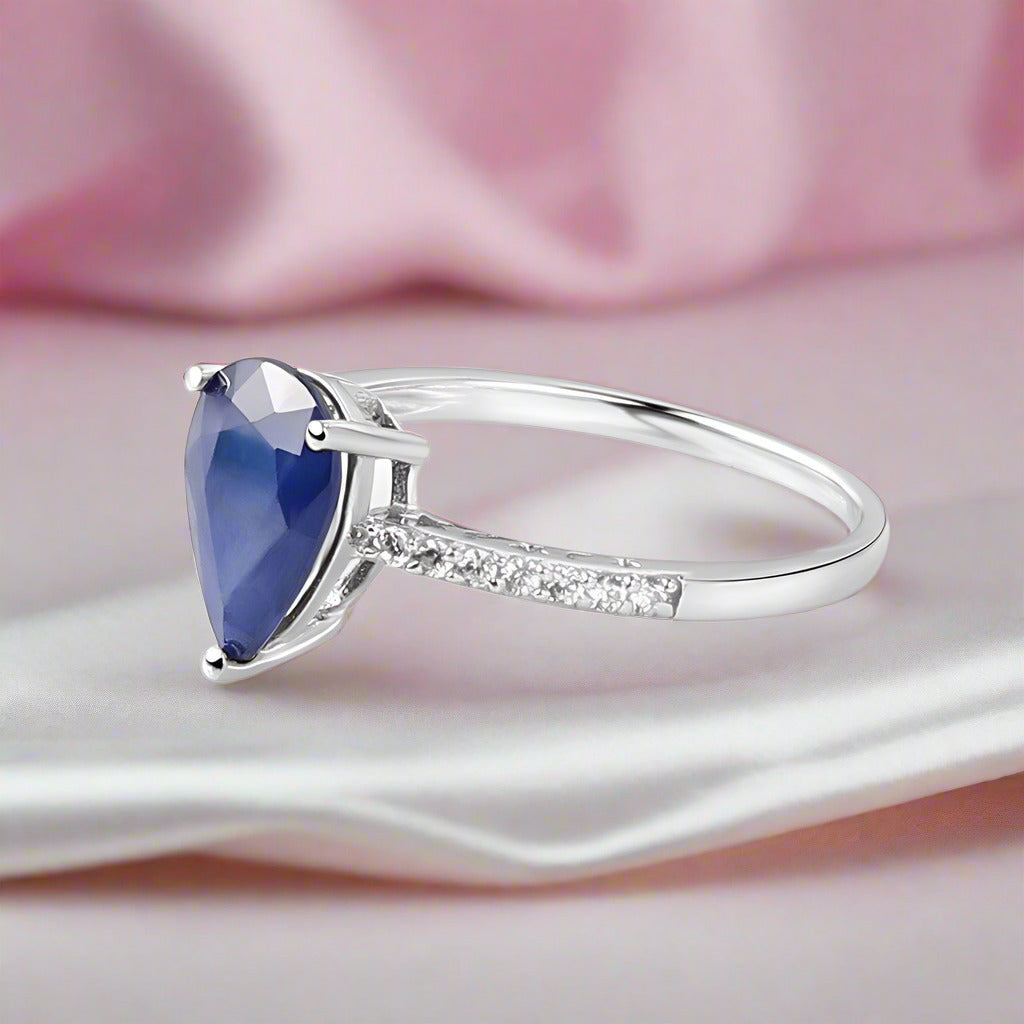 Sapphire Gemstone Vintage Ring-Black Diamonds New York