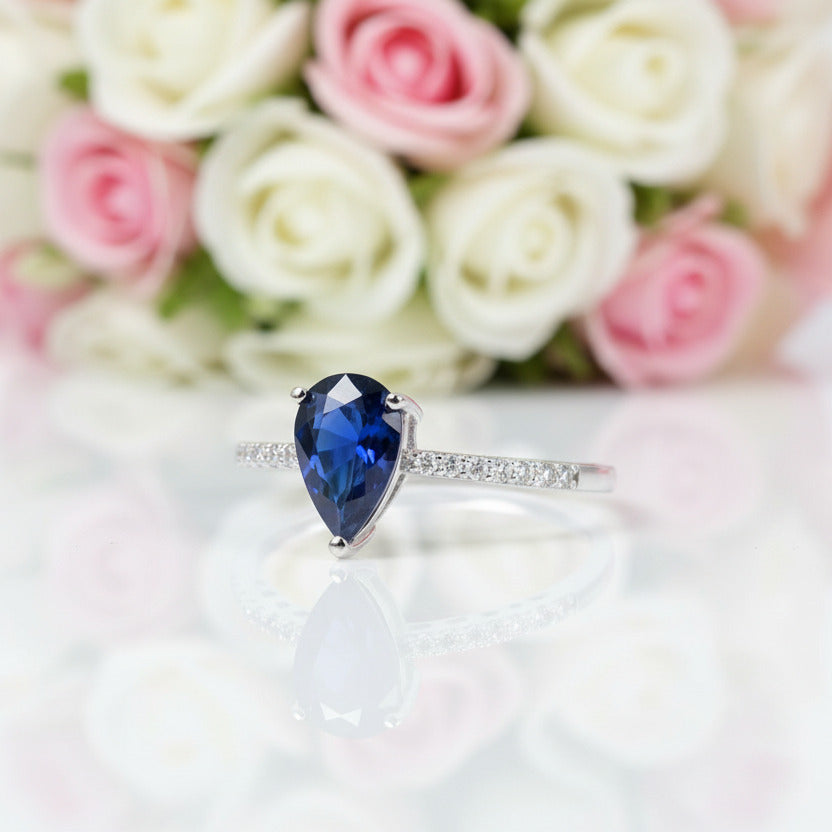 Sapphire Gemstone Vintage Ring-Black Diamonds New York