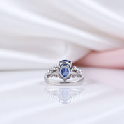 Sapphire Gemstone Vintage Wedding Ring-Black Diamonds New York