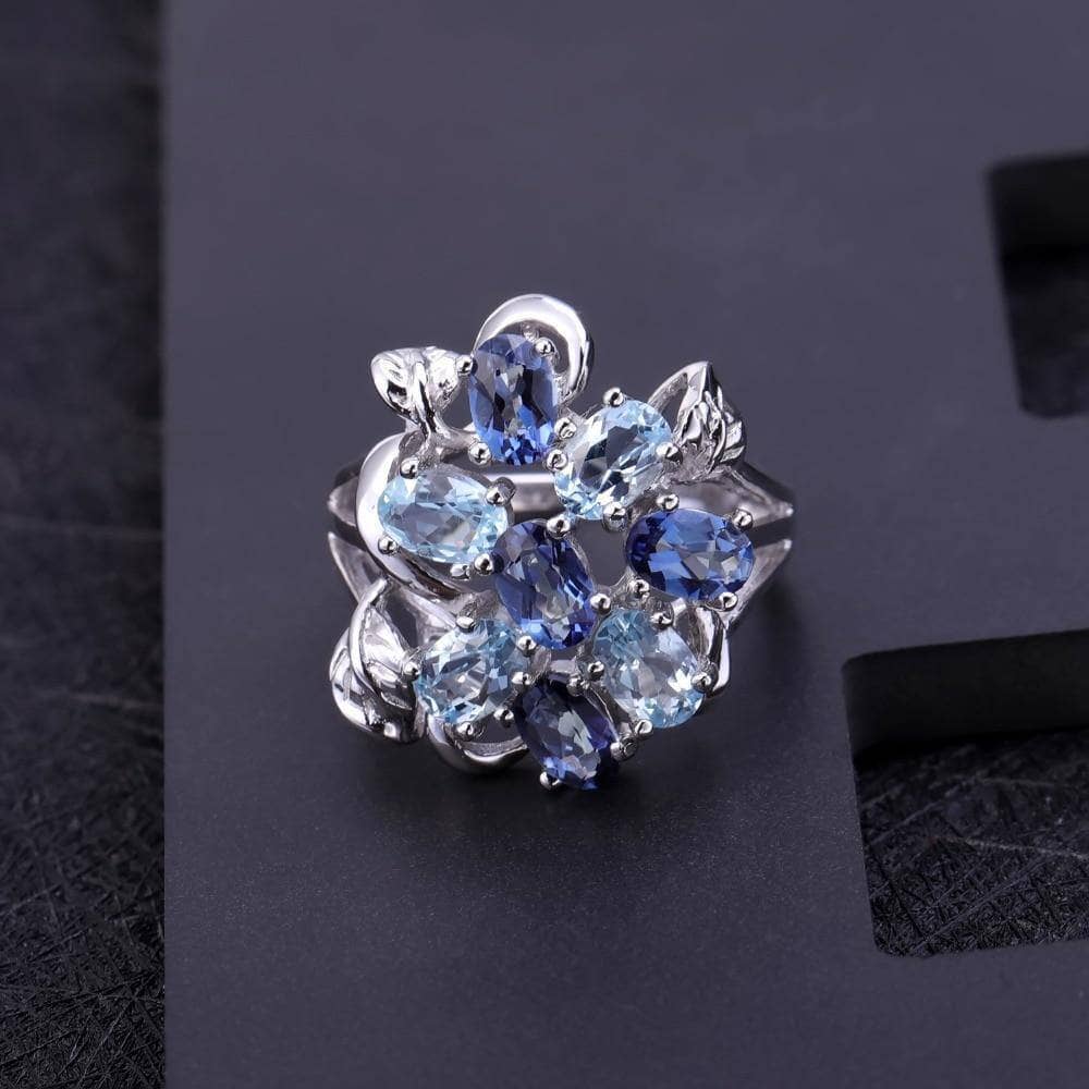 Natural Sky Blue Topaz Mystic Quartz Jewelry Set - Black Diamonds New York