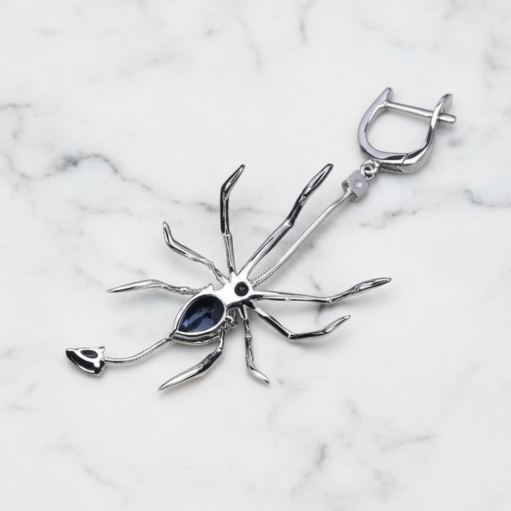 Sky Blue Topaz Spider Vintage Drop Earrings-Black Diamonds New York