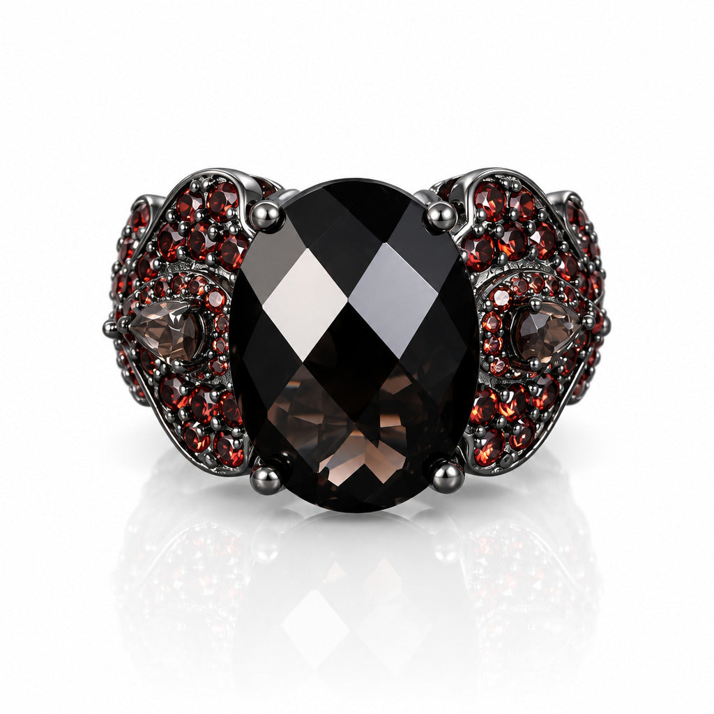 Smoky Quartz Cocktail Ring-Black Diamonds New York