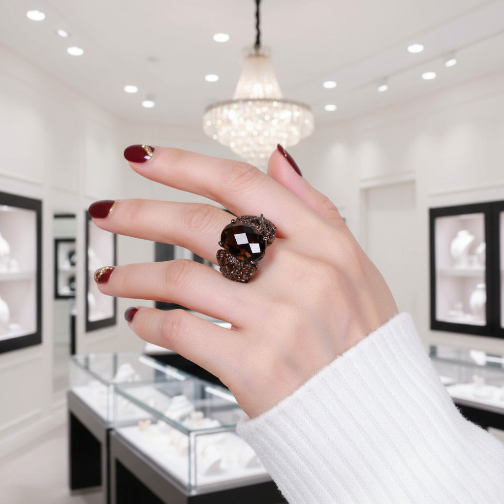 Smoky Quartz Cocktail Ring – Black Diamonds New York