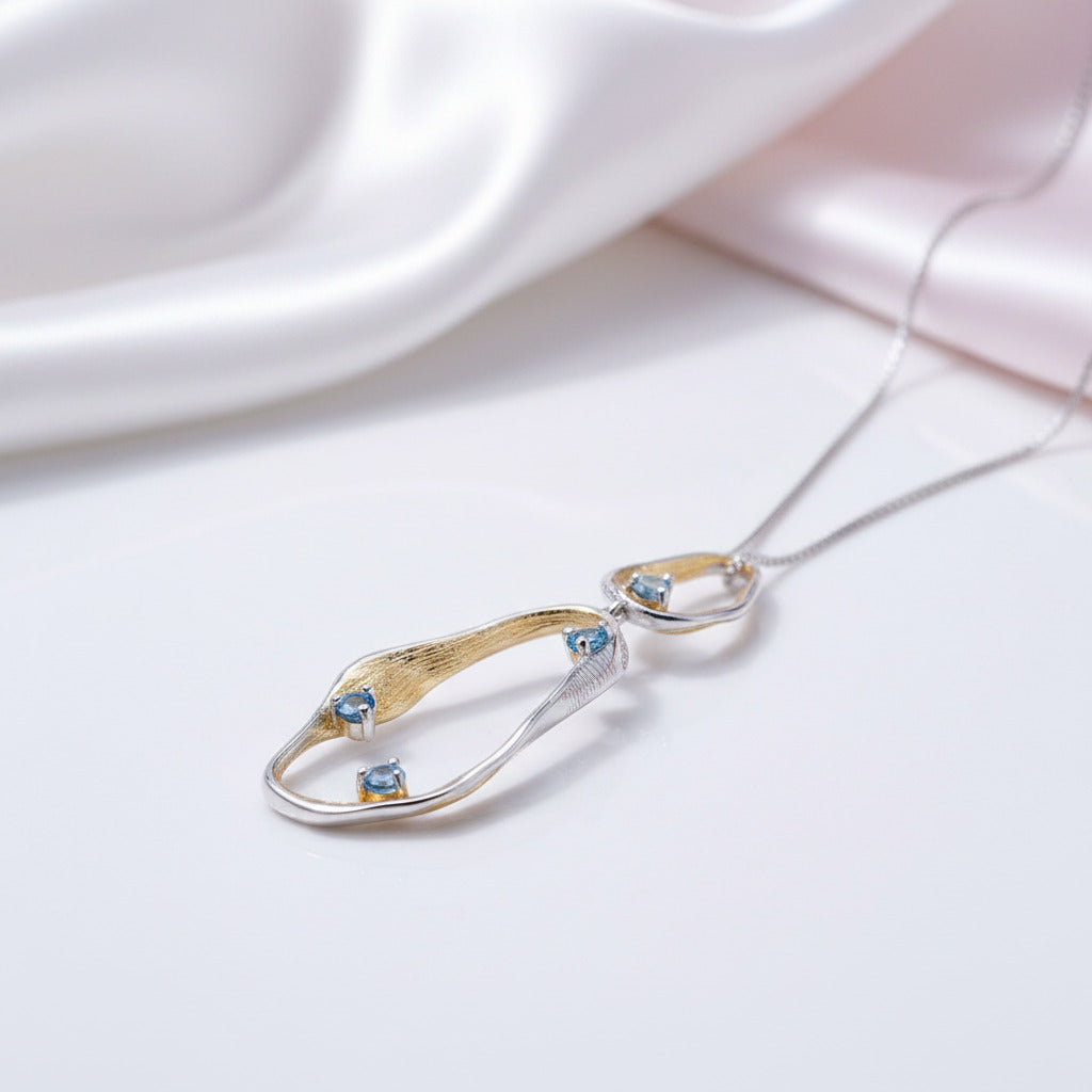 Swiss Blue Topaz Twist Jewelry Set-Black Diamonds New York