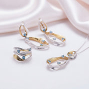 Swiss Blue Topaz Twist Jewelry Set-Black Diamonds New York