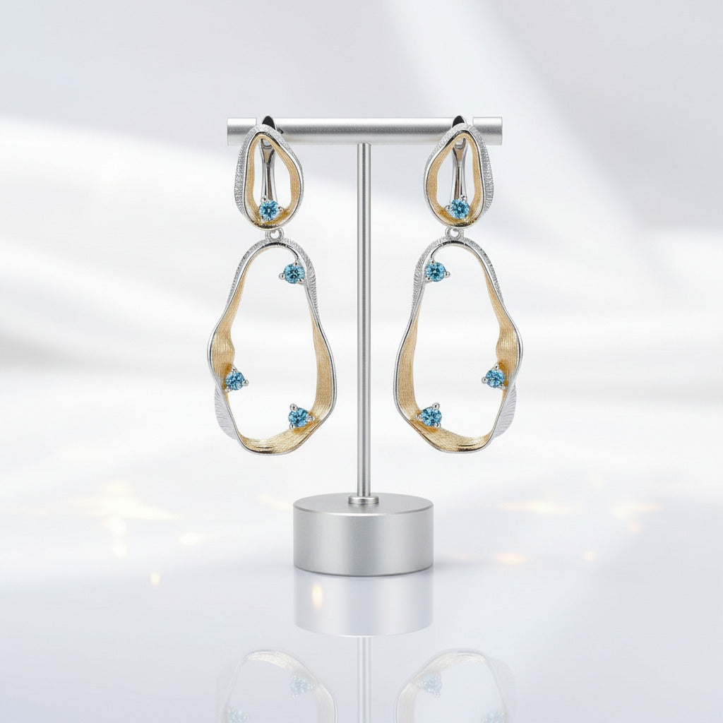 Swiss Blue Topaz Twist Jewelry Set-Black Diamonds New York