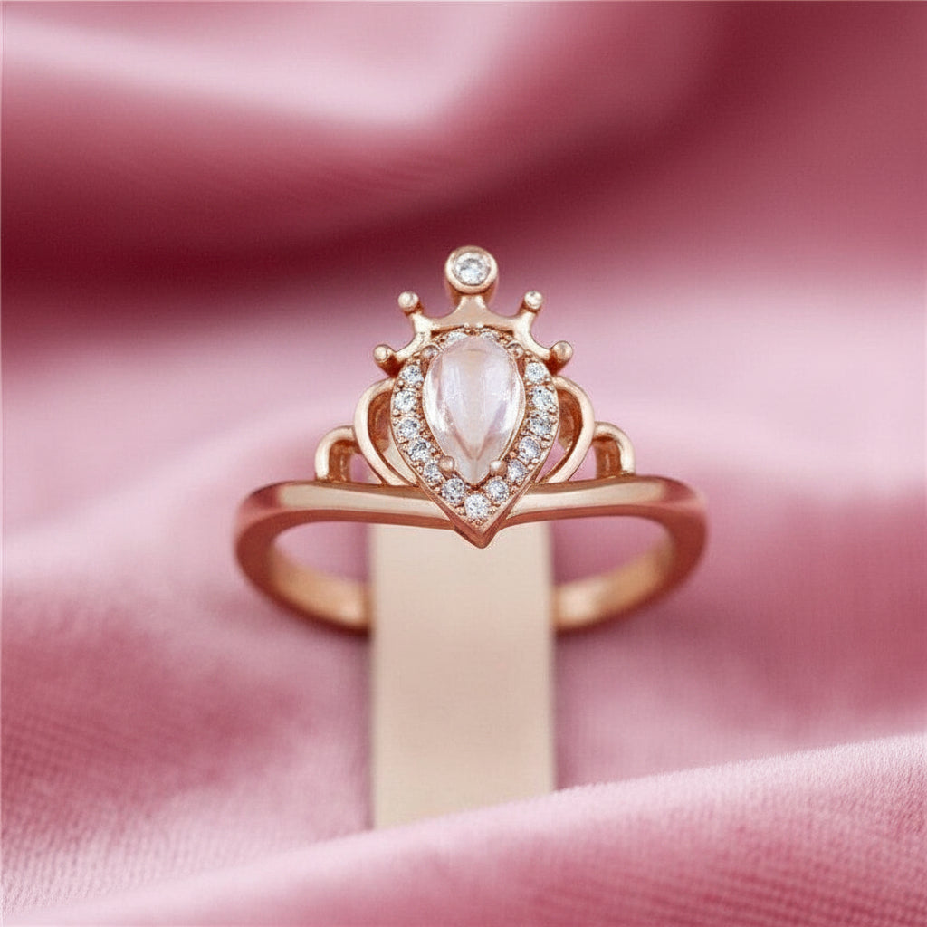 Teardrop Moonstone Ring-Black Diamonds New York