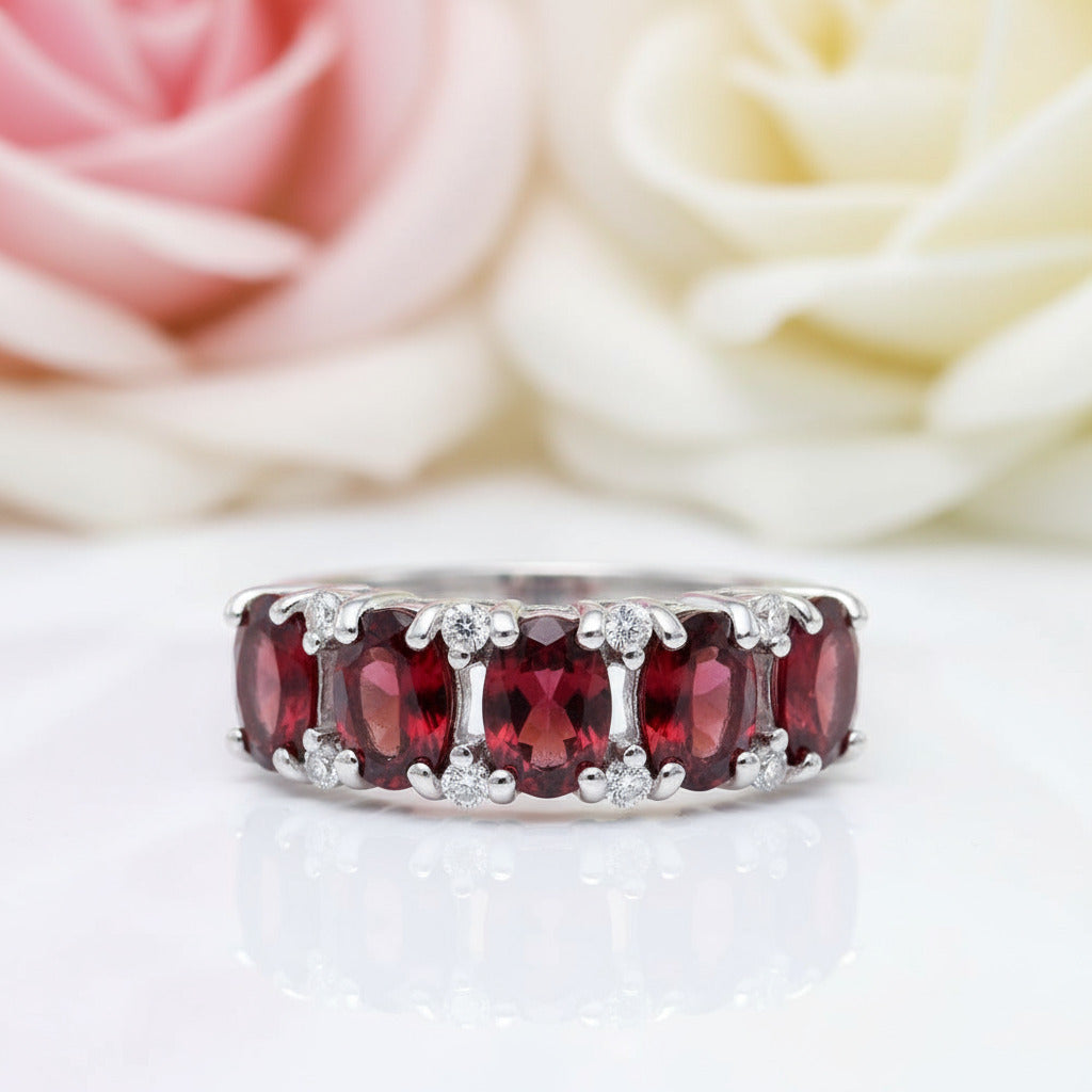 Natural Tourmaline Gemstone Wedding Ring Band-Black Diamonds New York